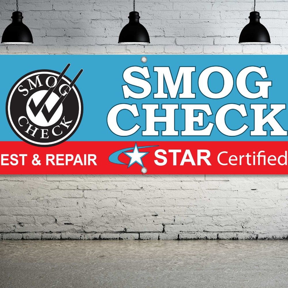 SMOG CHECK Generic 6ft. Vinyl Banner Sign Star Certified Mechanic Auto Shop New